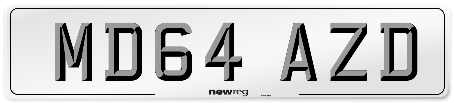 MD64 AZD Number Plate from New Reg